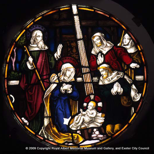 Stained glass roundel of The Nativity from the Royal Devon and Exeter Hospital chapel